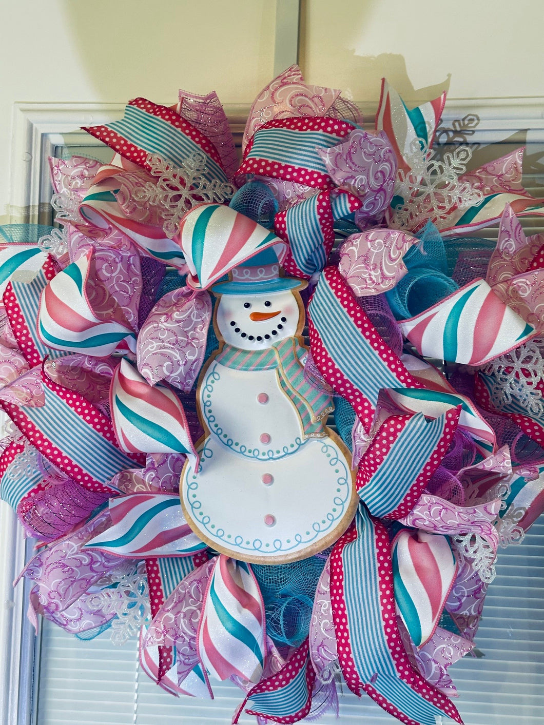 Pink and Blue Snowman